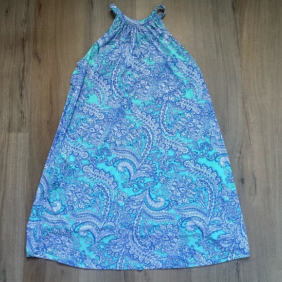 Cynthia Rowley Paisley Turquoise and Blue Whimsical Halter Women’s Dress - Picture 1 of 4